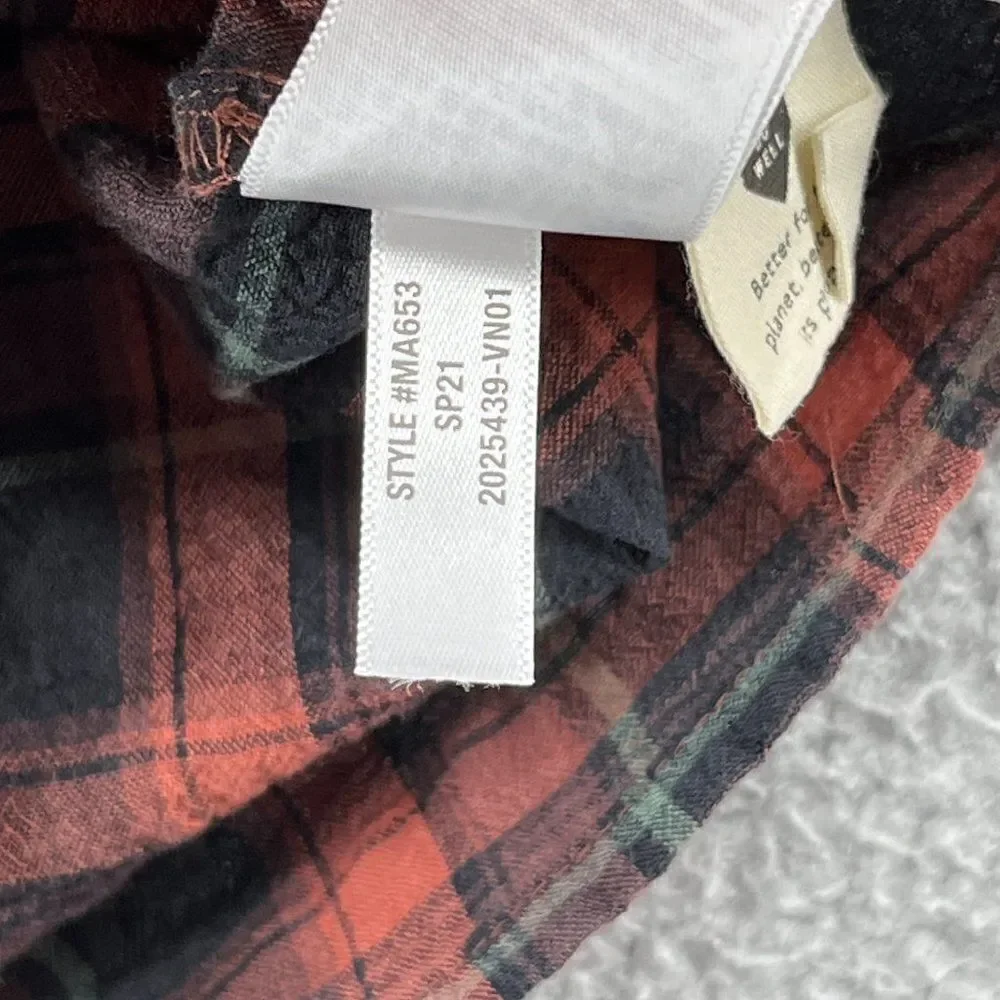 Madewell Gathered V-Neck Top in Plaid